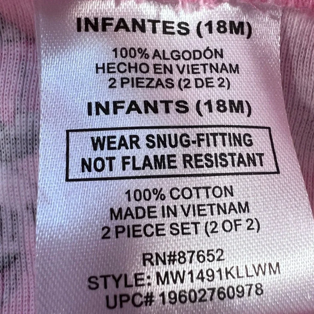 Disney Minnie Mouse Pink Polka Dot 2 Piece Pajama Set Infants 18M MW1491KLLWM